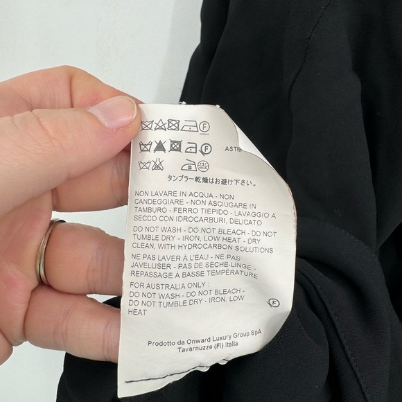 Rochas Black Camica Penny Keyhole Back Women 38/8/Medium Quarter Sleeve Blouse - Picture 9 of 13